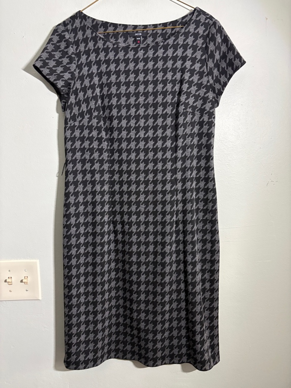 Jacob black and gray houndstooth short sleeve dress M